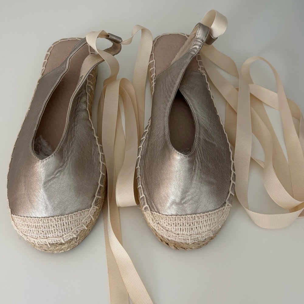 Elegant Silver Espadrille Flats